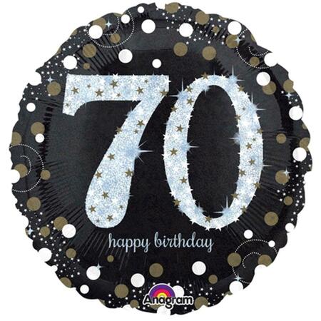 LOFTUS INTERNATIONAL 18 in. Sparkling Birthday 70 Holographic Party Balloon, 10PK A3-3741
